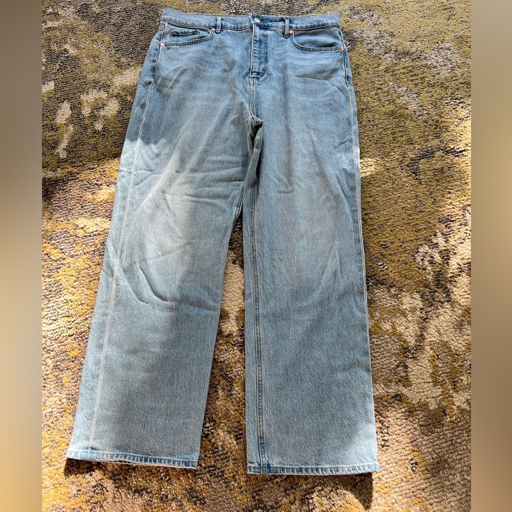 LOFT Light Blue High-Rise Wide-Leg Jeans